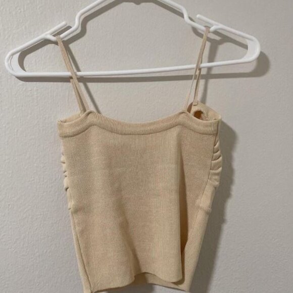 Women's Tan and Cream Crop-top - Picture 2 of 2